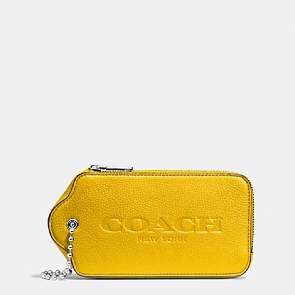 IN SEARCH FOR Coach Vibrant Yellow Leather Pouch coach hangtag wallet